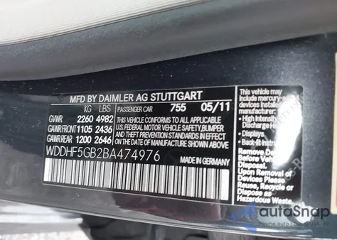 2011 Mercedes-Benz E 350 из США, поврежденный, VIN WDDHF5GB2BA474976